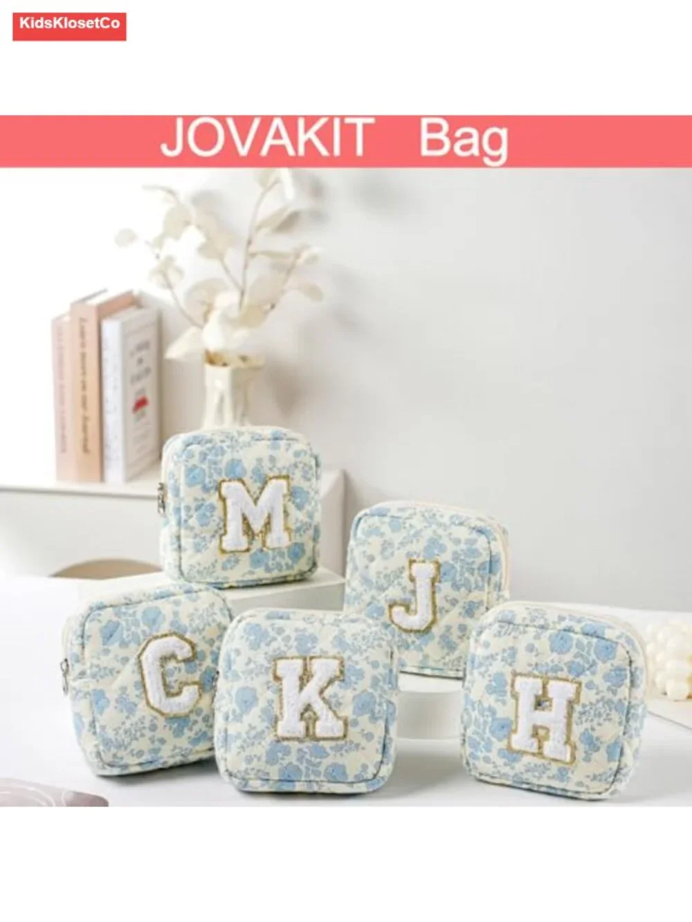 Small Quilted Cosmetic Bag Cotton Travel Toiletry Pouch Makeup Organizer Zipper